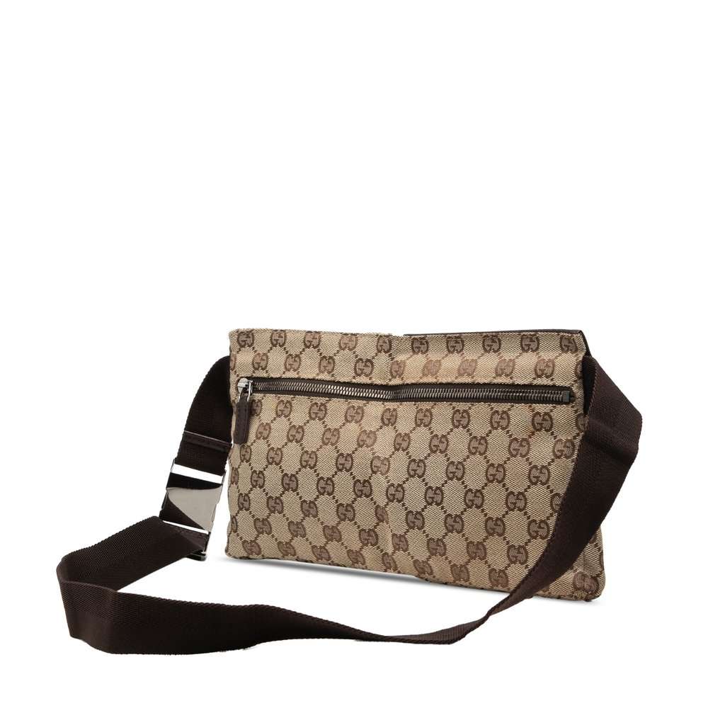 Gucci GG Canvas Double Pocket Belt Bag Beige Very good condition - Back View