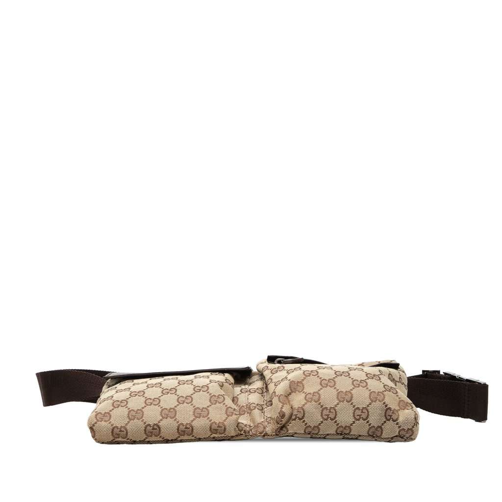 Gucci GG Canvas Double Pocket Belt Bag Beige Very good condition - Inside View