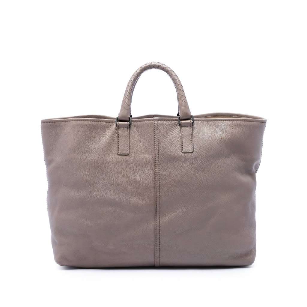 Bottega Veneta Calfskin Intrecciato Handle Tote Brown Leather Very good - Front View