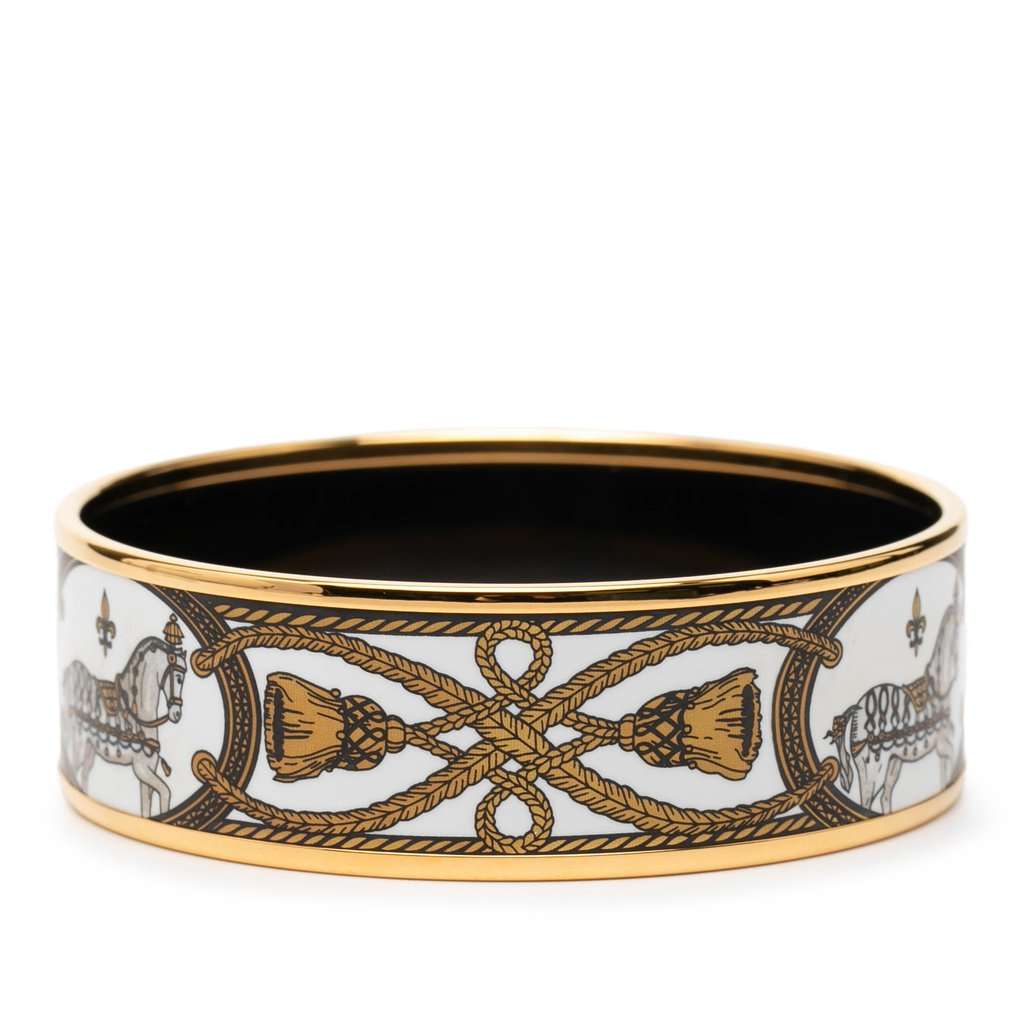Hermès Wide Enamel Grand Apparat Bangle 65 White Very good condition - Inside View