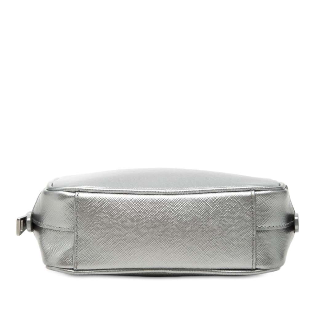 Prada Mini Metallic Saffiano Lux Camera Bag Silver Leather Very good - Inside View