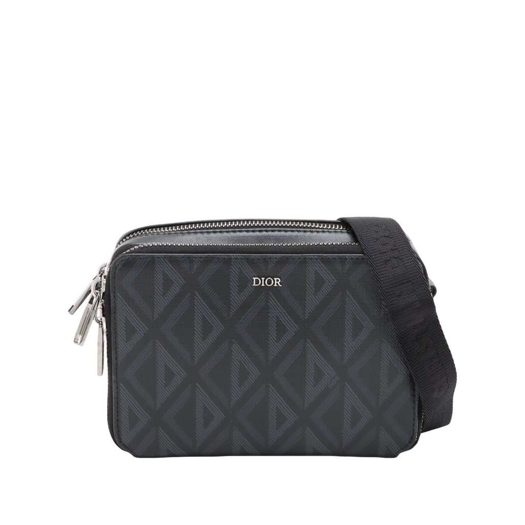 Dior Coated Canvas CD Diamond Messenger Pouch Black Very good condition - Front View