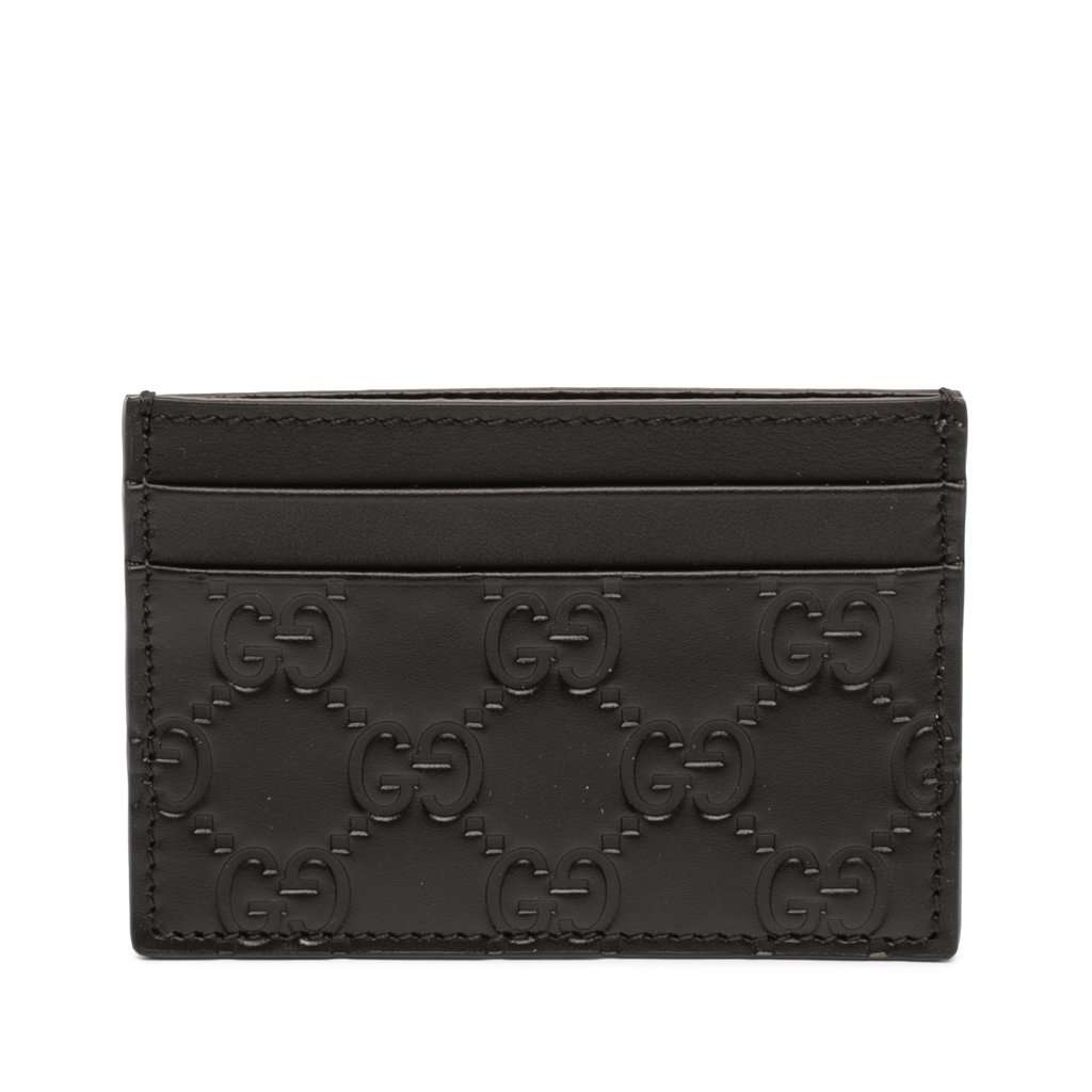 Gucci Guccissima Card Holder Black Leather Never worn, with tag - Front View