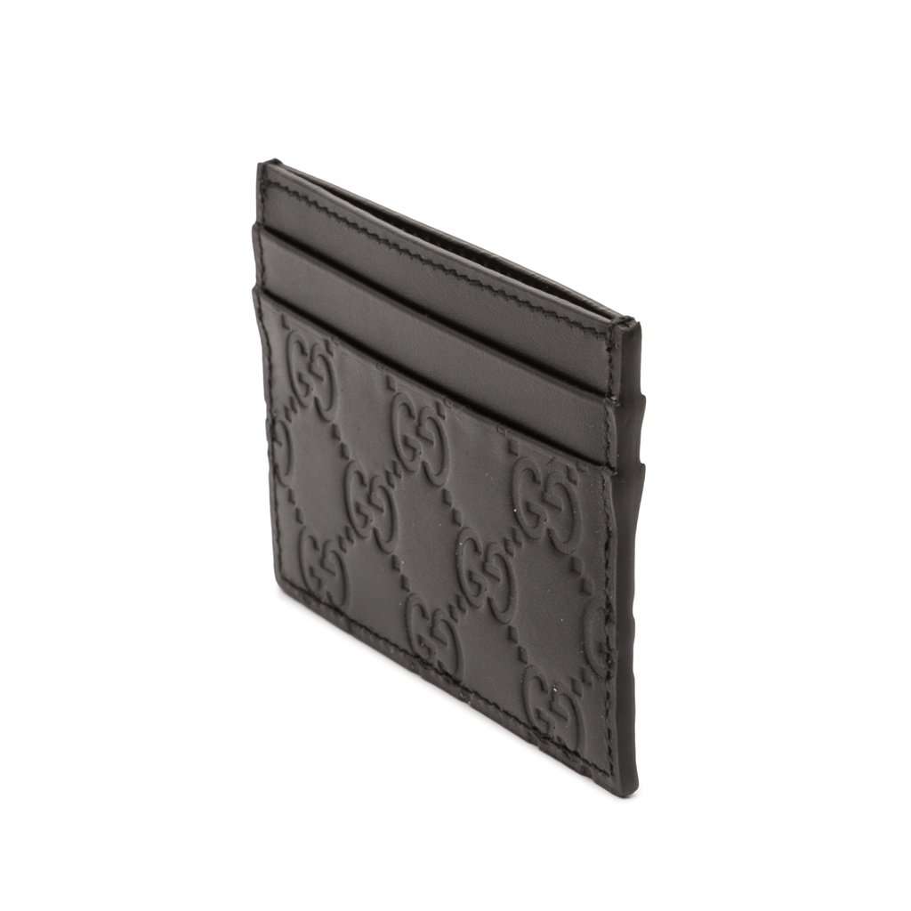 Gucci Guccissima Card Holder Black Leather Never worn, with tag - Back View
