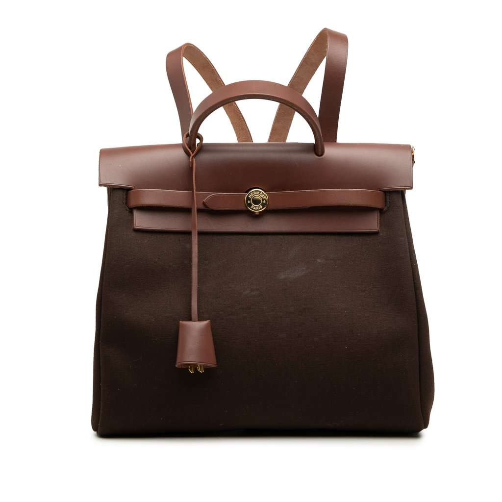 Hermès Toile Herbag Backpack PM Brown Very good condition - Front View