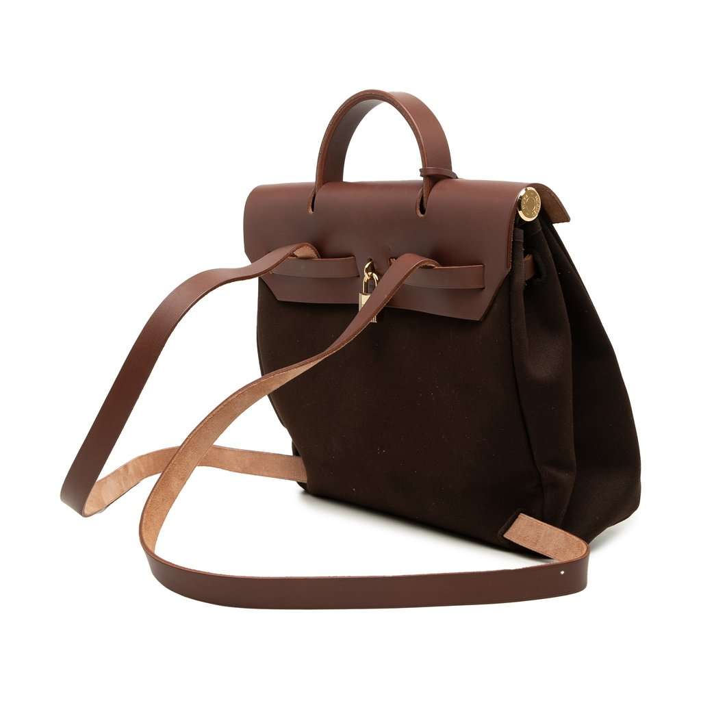 Hermès Toile Herbag Backpack PM Brown Very good condition - Back View