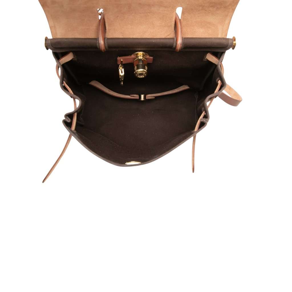 Hermès Toile Herbag Backpack PM Brown Very good condition - Model View