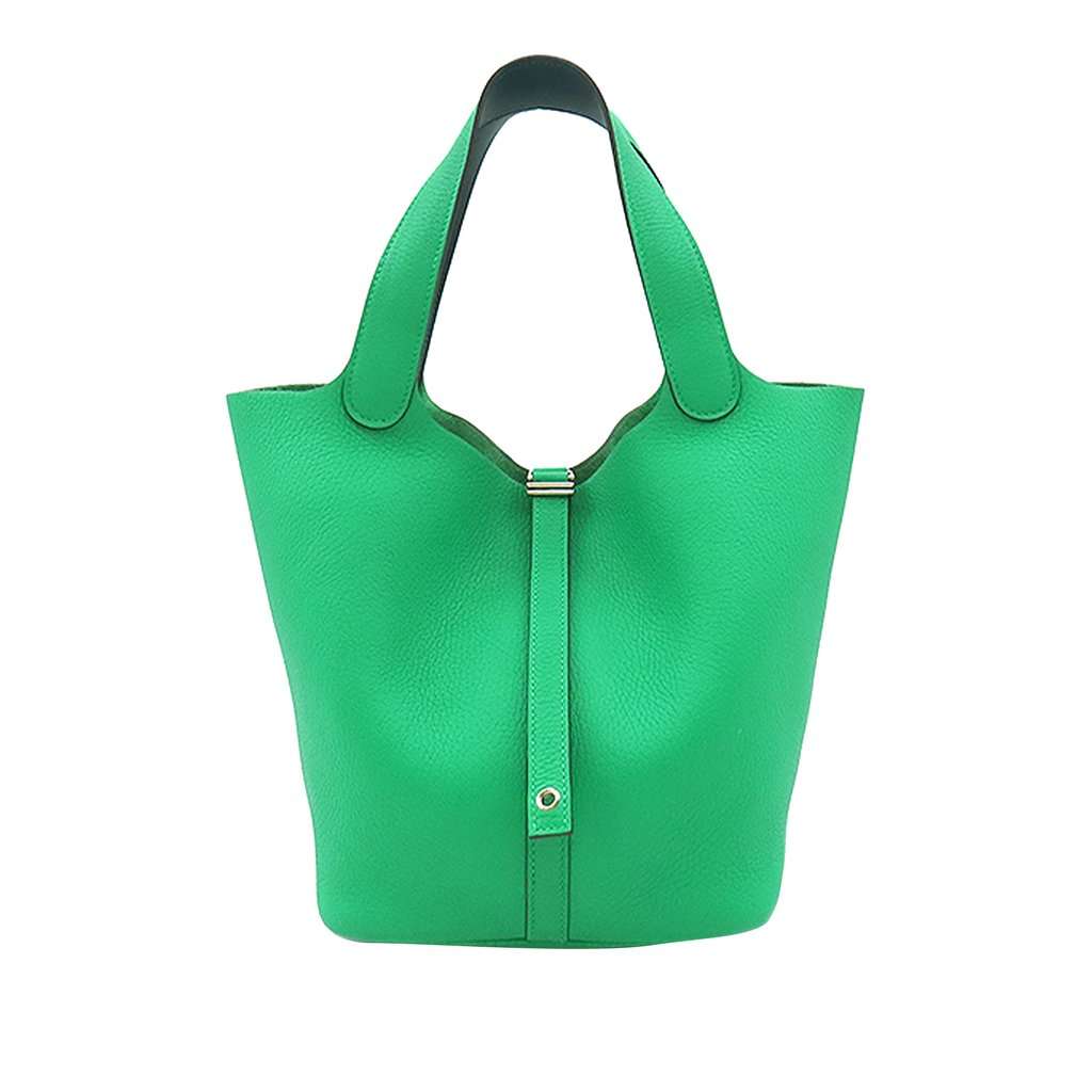 Hermès Clemence Picotin Lock 22 Green Leather Very good condition - Front View