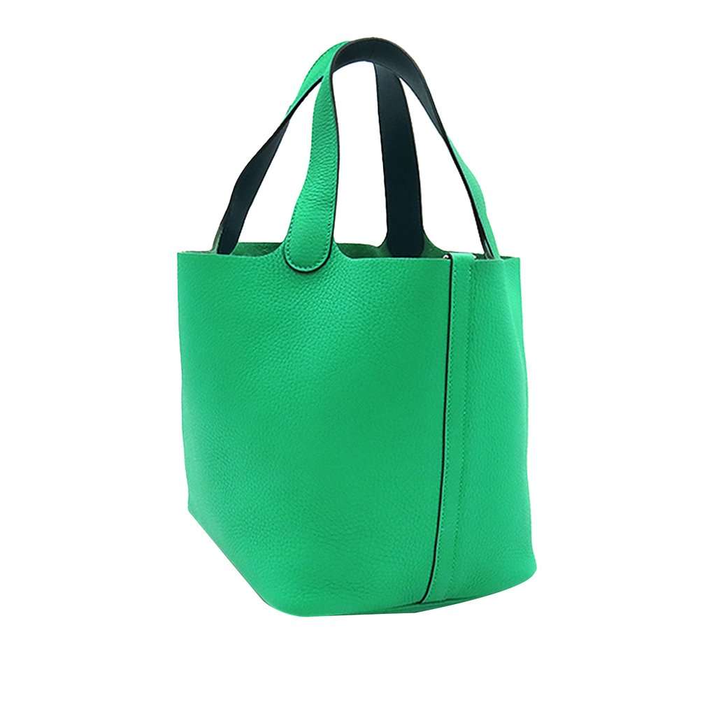 Hermès Clemence Picotin Lock 22 Green Leather Very good condition - Back View