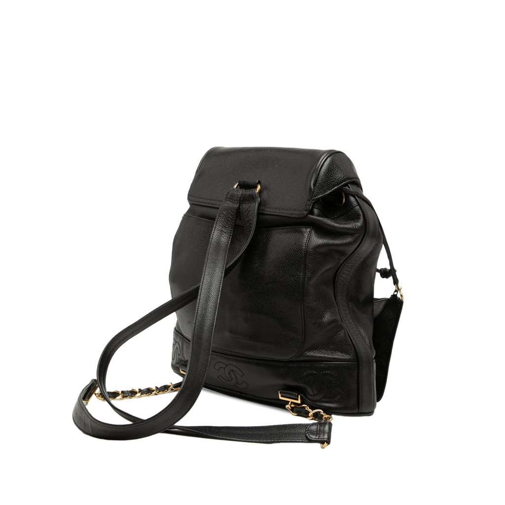 Chanel Caviar Triple CC Backpack Black Leather Very good - Back View