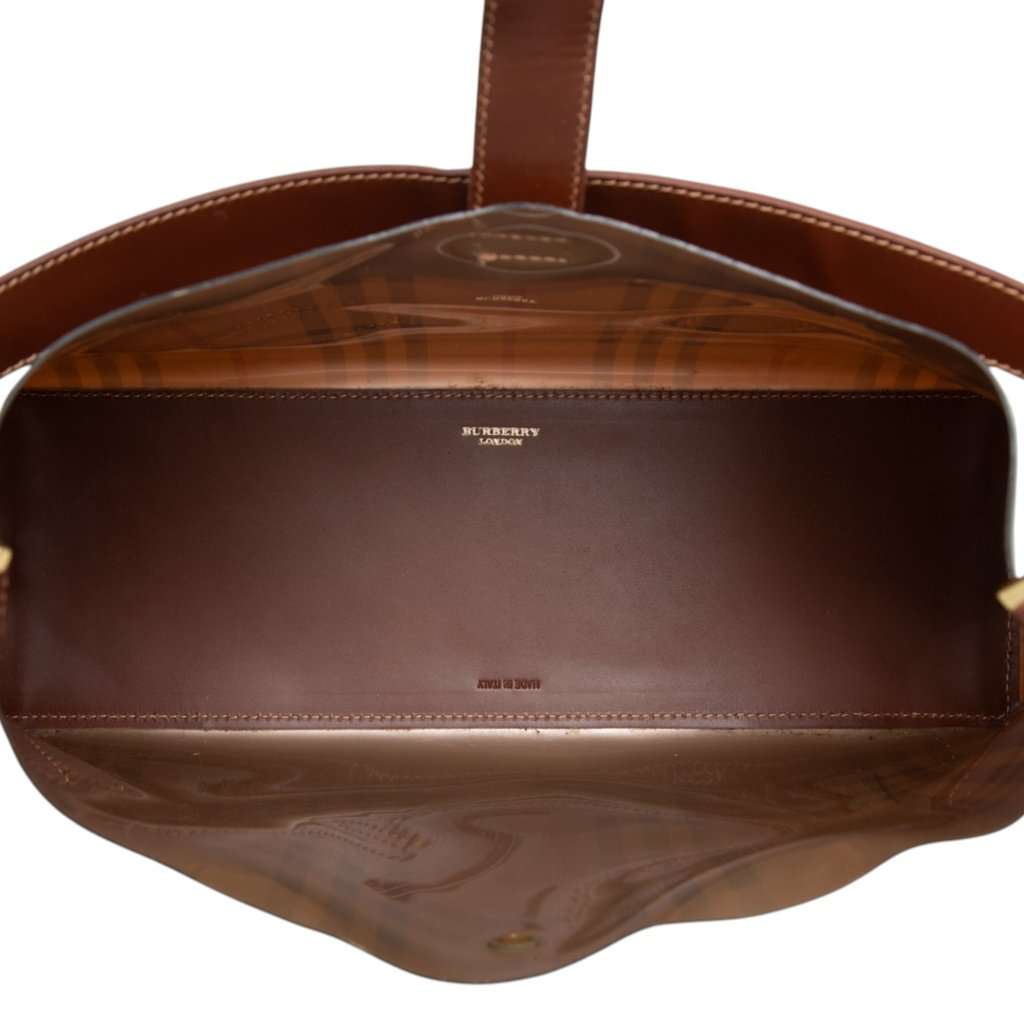 Burberry Haymarket Check PVC Shoulder Bag Brown Plastic Very good - Model View