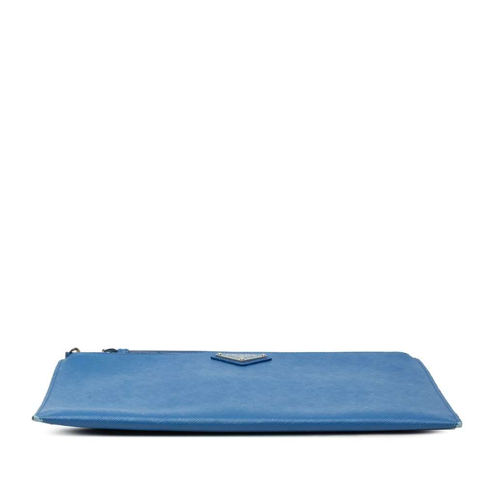 Prada Saffiano Wristlet Clutch Blue Leather Very good - Inside View