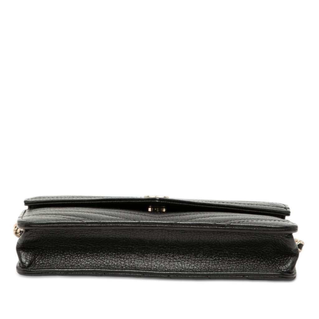 Chanel Chevron Goatskin Statement Wallet On Chain Black Leather Very good condition - Inside View