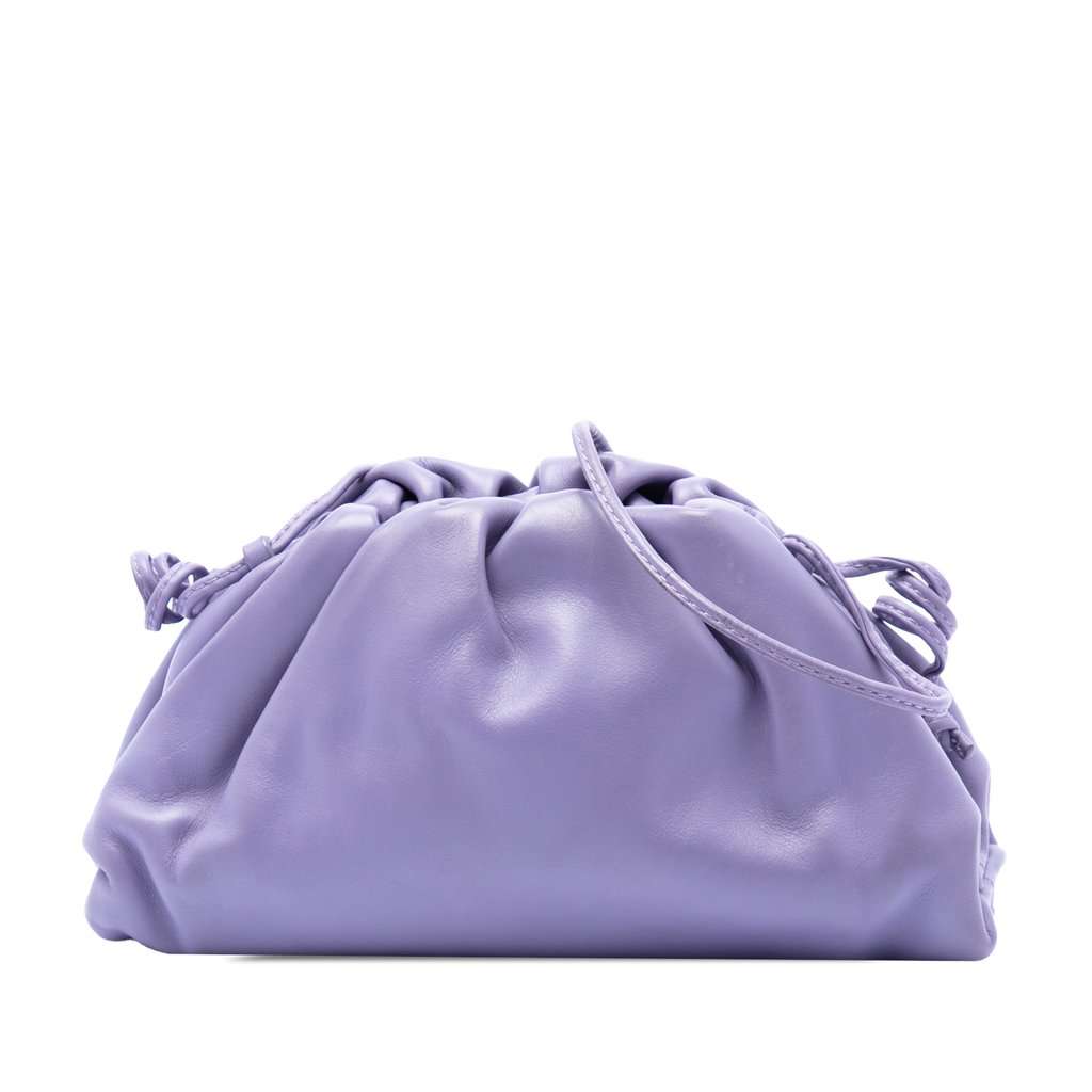 Bottega Veneta Lambskin The Mini Pouch Crossbody Purple Leather Very good condition - Front View