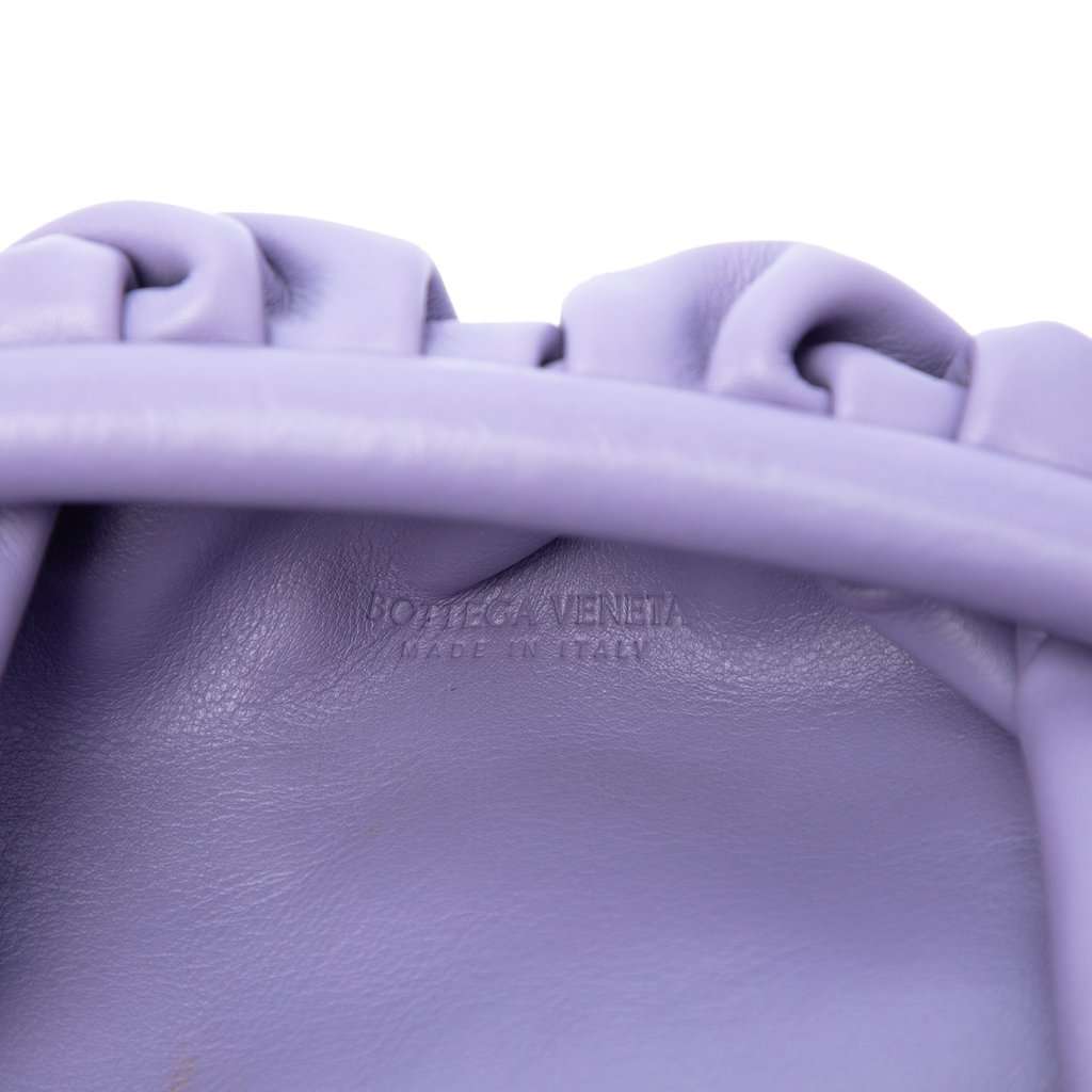 Bottega Veneta Lambskin The Mini Pouch Crossbody Purple Leather Very good condition - Box View