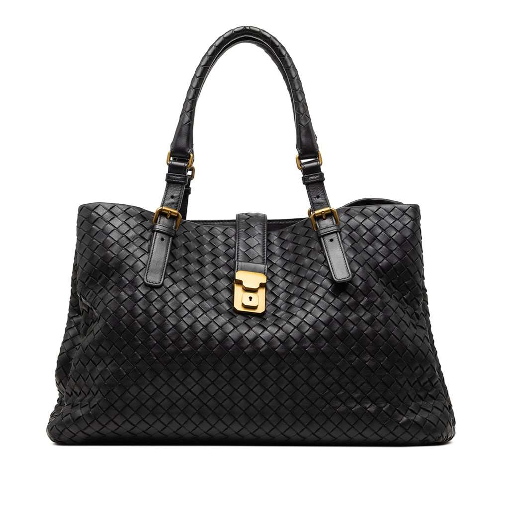 Bottega Veneta Medium Nappa Intrecciato Roma Tote Black Leather Very good condition - Front View