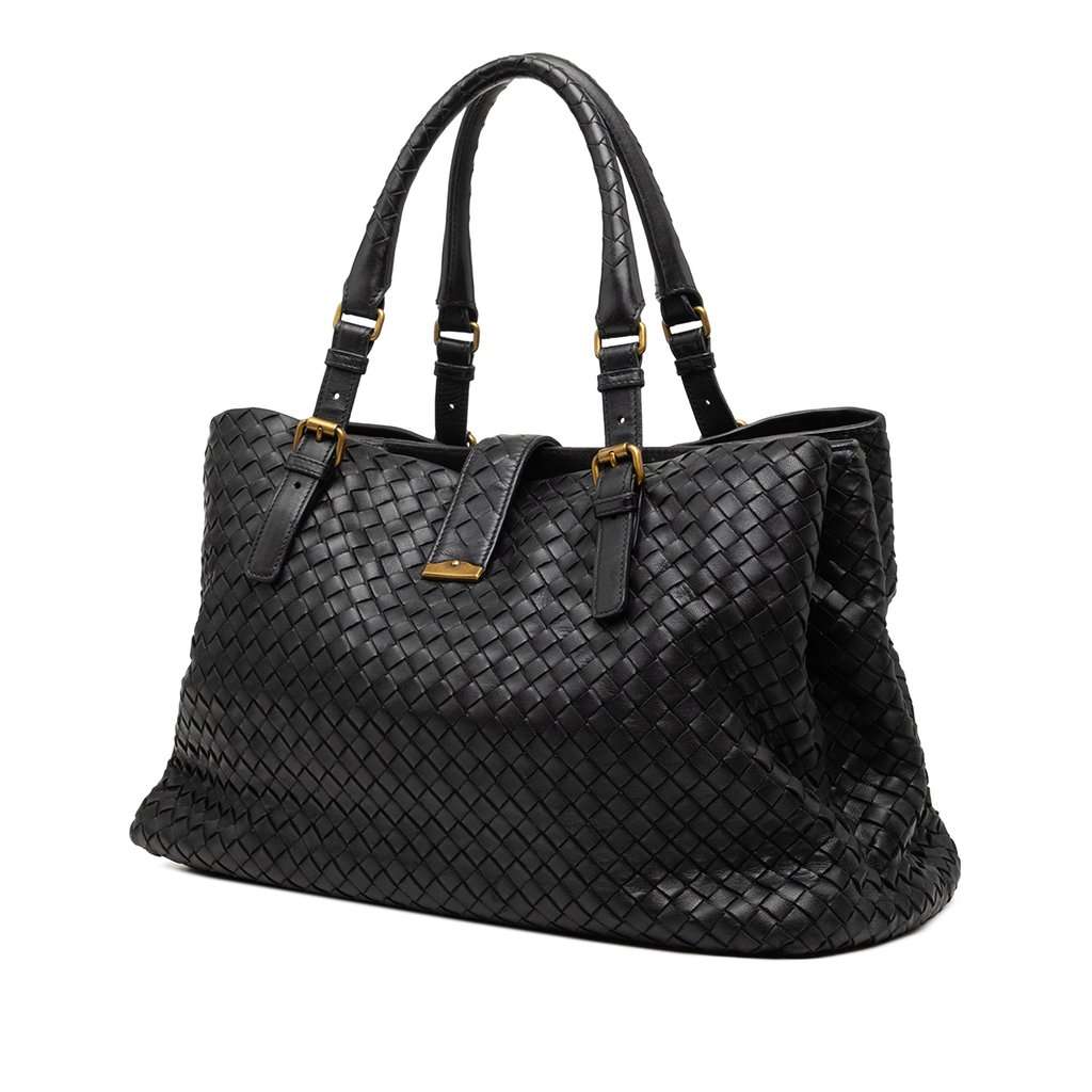 Bottega Veneta Medium Nappa Intrecciato Roma Tote Black Leather Very good condition - Back View