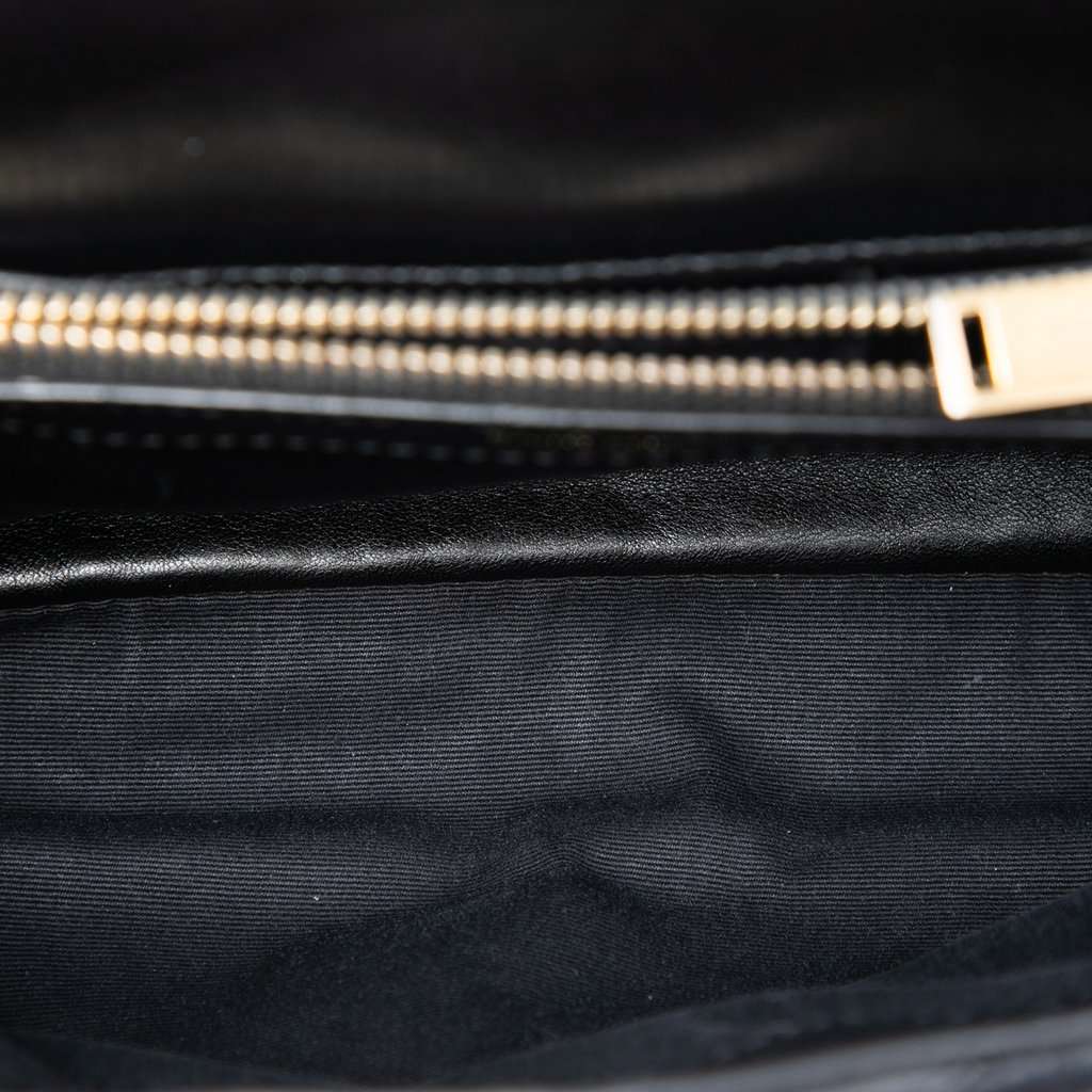 Saint Laurent Medium Calfskin and Suede Chevron Monogram College Satchel Black Leather Very good condition - Model View