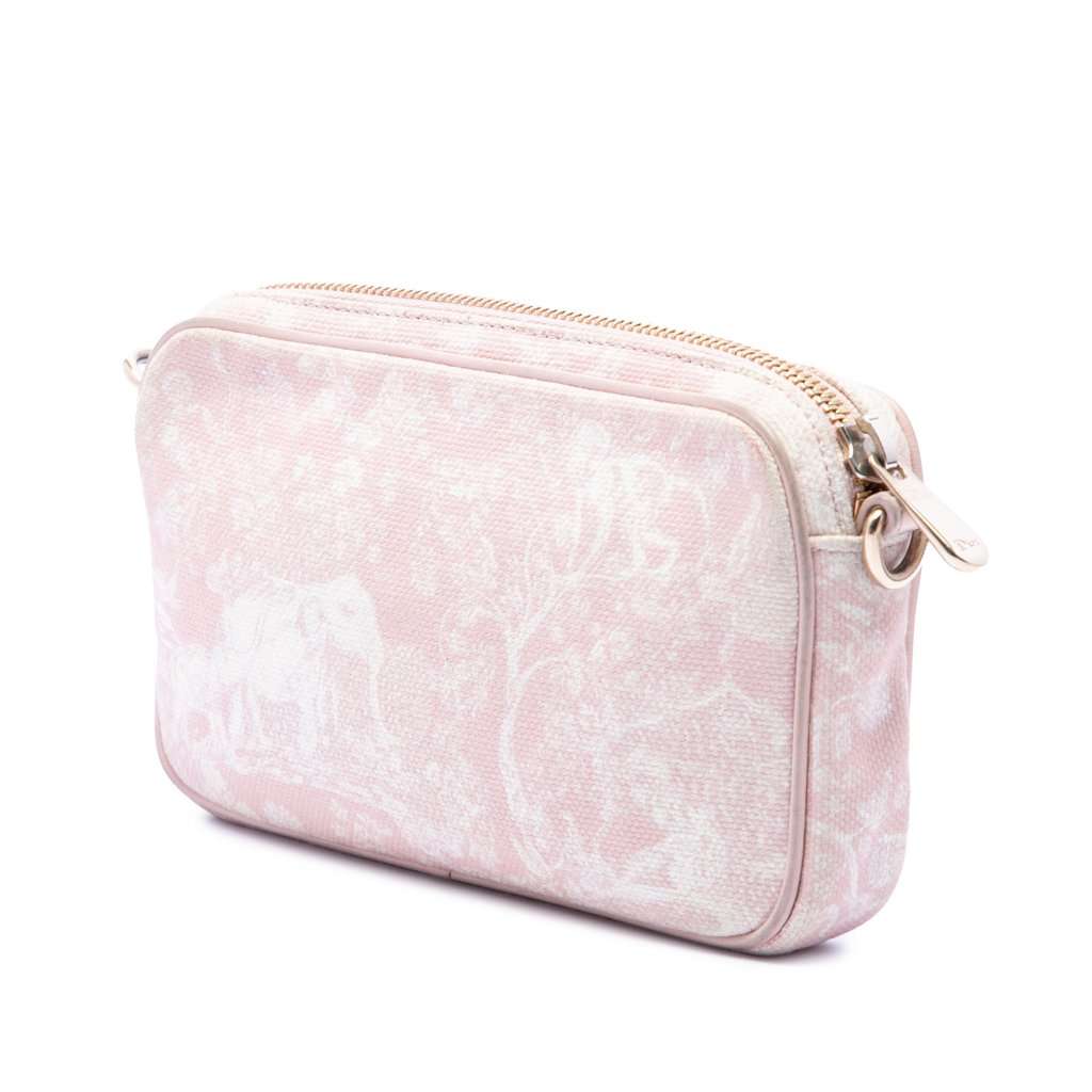 Dior Embroidered Canvas Toile de Jouy Crossbody Pink Very good condition - Back View