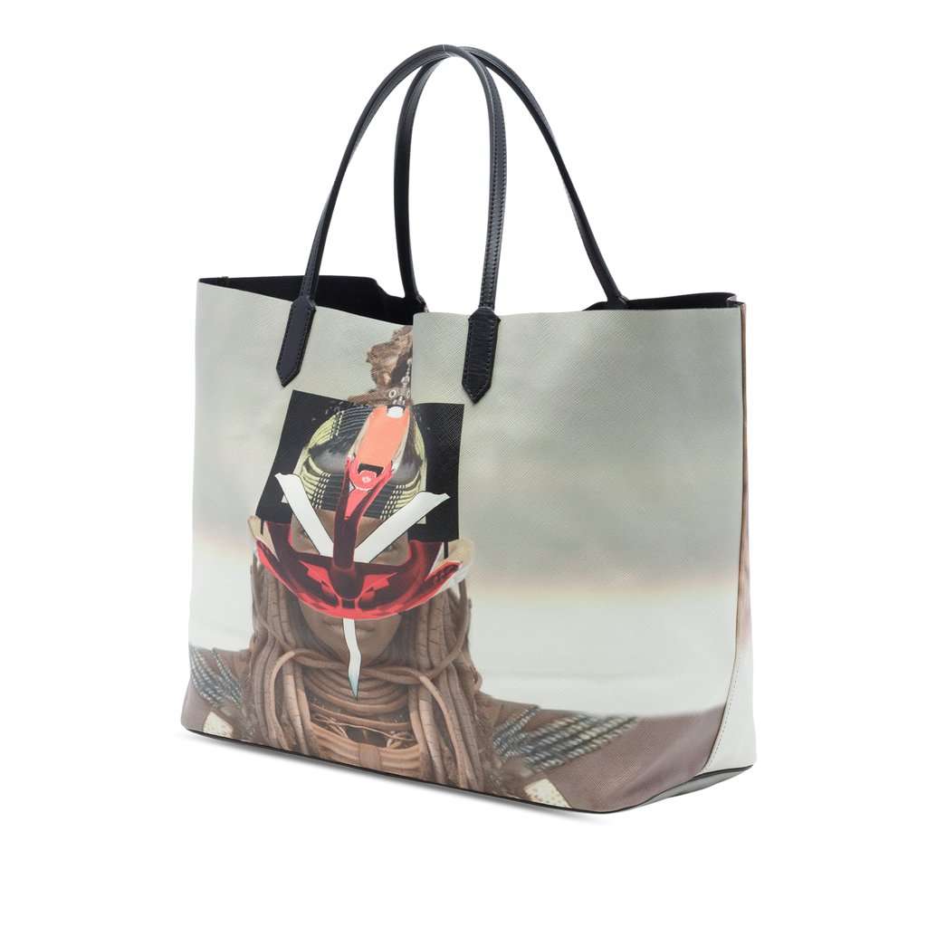 Givenchy Large Textured Coated Canvas Tribal Girl Print Antigona Tote Brown Very good - Back View