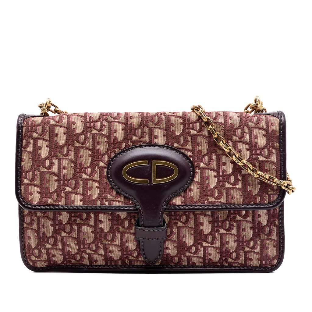 Dior Oblique Canvas Chain Crossbody Red Very good - Front View