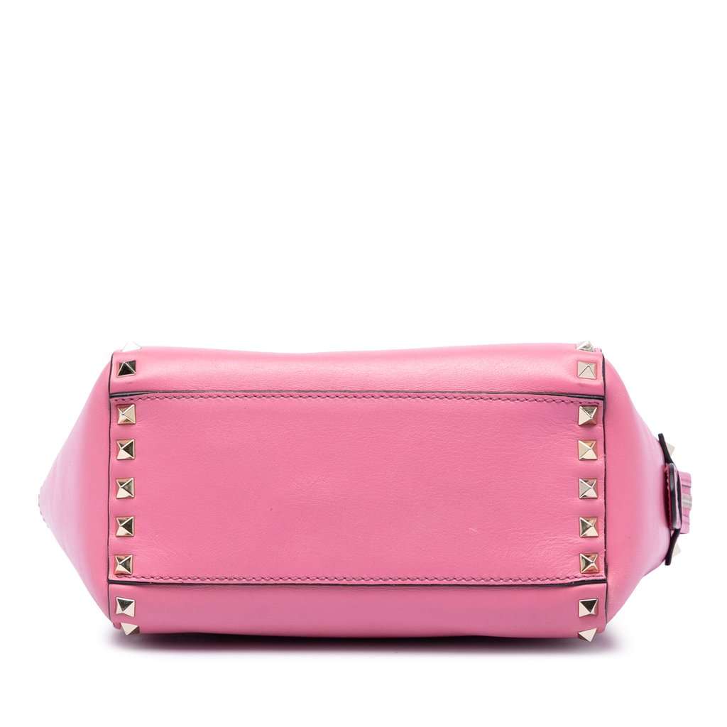 Valentino Mini Leather Rockstud Double Handle Tote Pink Leather Very good condition - Inside View