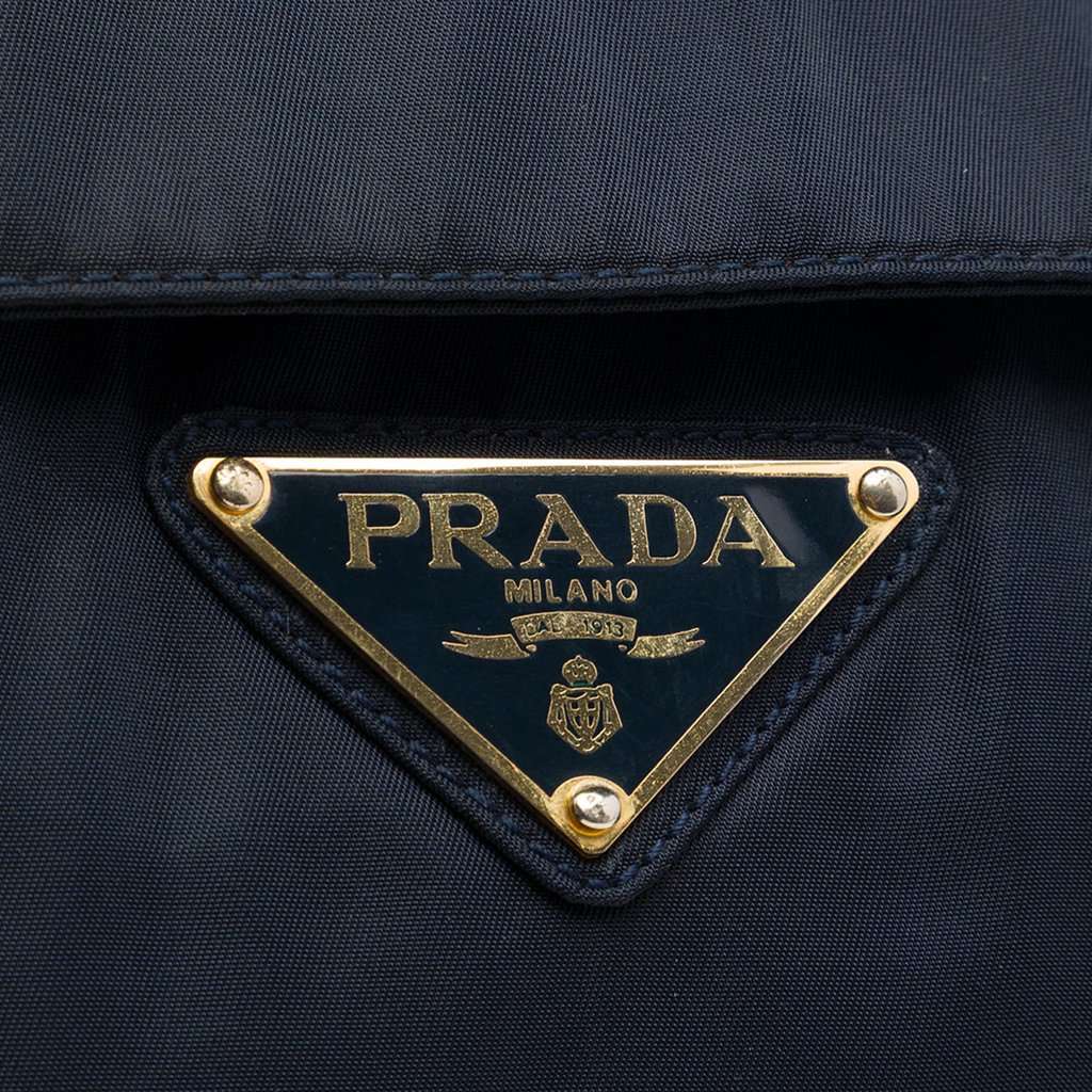 Prada Tessuto Metal Top Handle Bag Black Very good - Box View