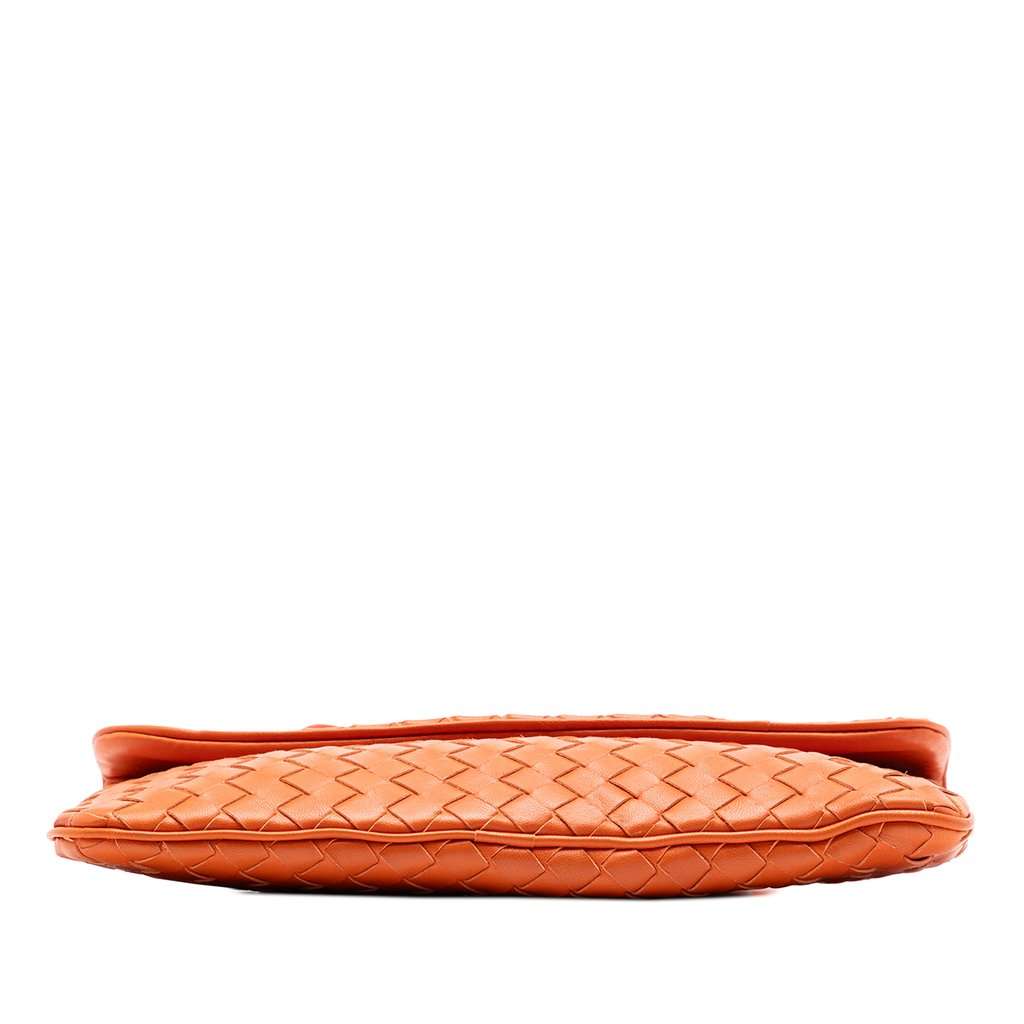 Bottega Veneta Mini Nappa Intrecciato Turn Lock Crossbody Orange Leather Very good condition - Inside View