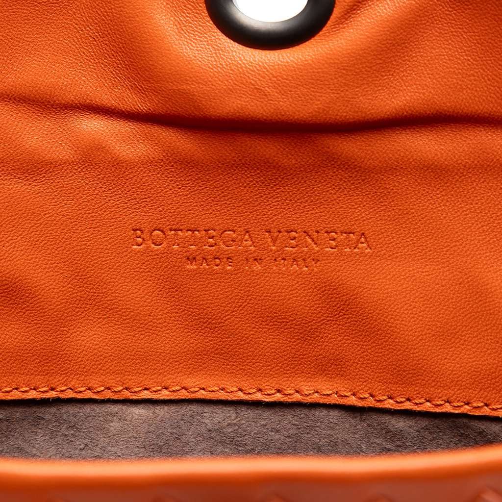 Bottega Veneta Mini Nappa Intrecciato Turn Lock Crossbody Orange Leather Very good condition - Box View