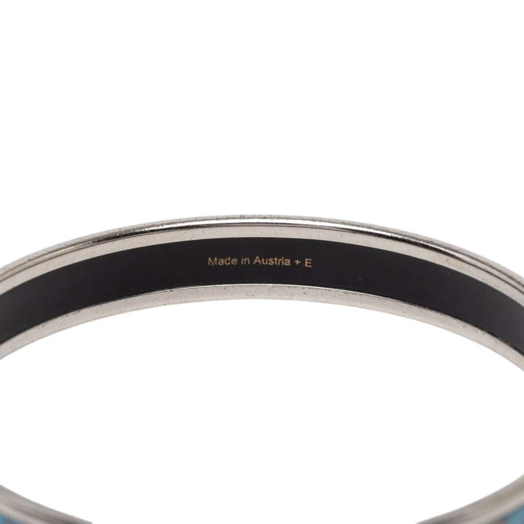 Hermès Narrow Sun Moon Stars Enamel Bangle 65 Blue Very good condition - Box View
