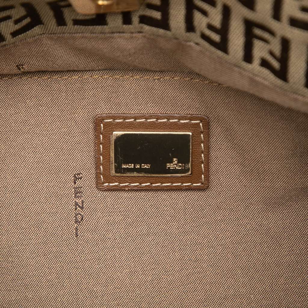 Fendi Zucchino Canvas Chef Front Pocket Shopping Tote Beige Good - Box View