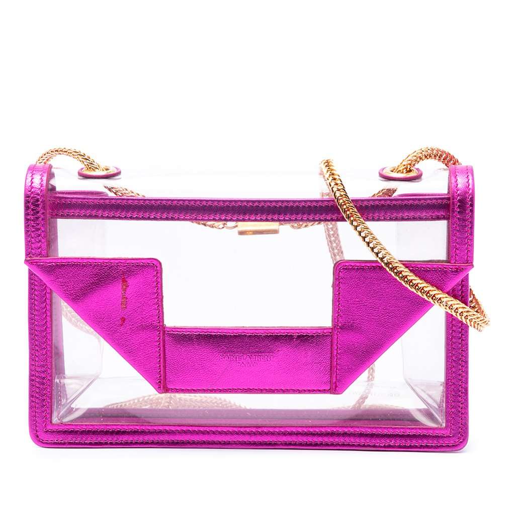 Saint Laurent Small Metallic Leather Trimmed PVC Betty Crossbody White Plastic Very good - Front View