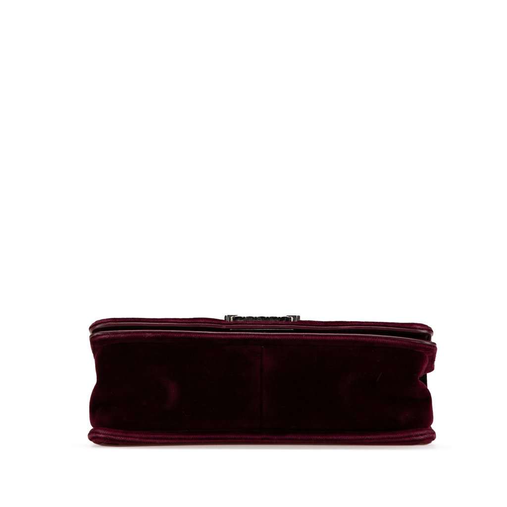 Chanel Old Medium Velvet and Tweed Boy Flap Red Very good - Inside View