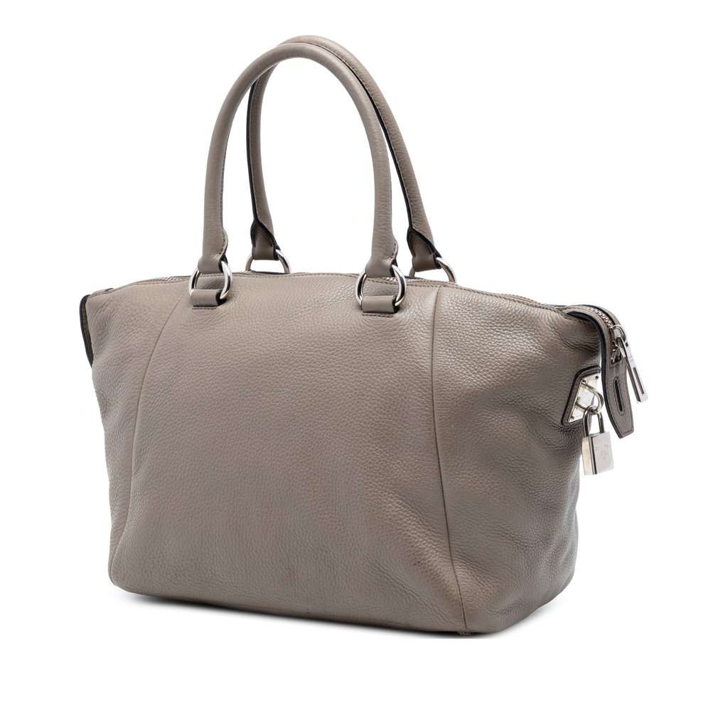 Prada Vitello Daino Double Handle Bag Brown Leather Very good condition - Back View
