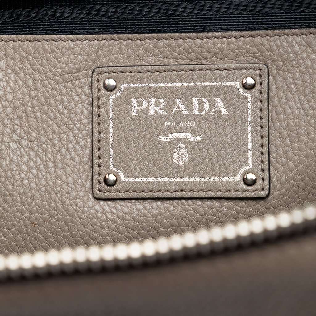 Prada Vitello Daino Double Handle Bag Brown Leather Very good condition - Box View