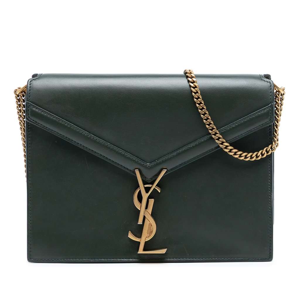 Saint Laurent Smooth Calfskin Monogram Cassandra Clasp Bag Green Leather Very good - Front View