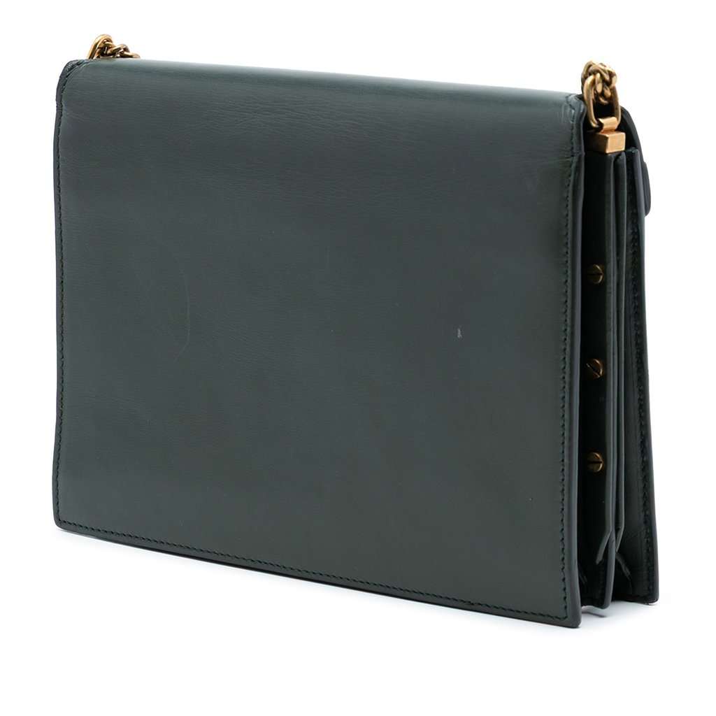 Saint Laurent Smooth Calfskin Monogram Cassandra Clasp Bag Green Leather Very good - Back View
