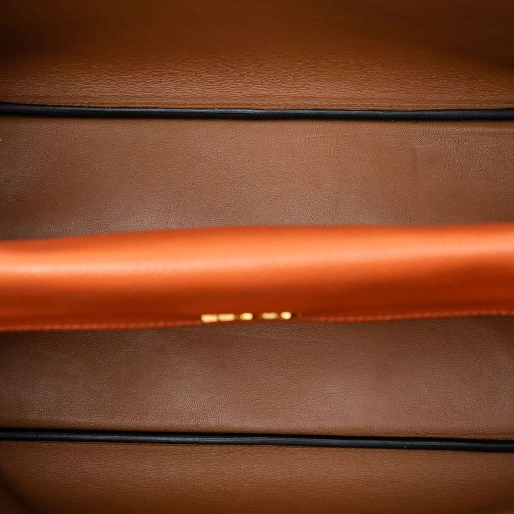Prada Medium Saffiano Cuir Double Satchel Orange Leather Very good - Model View