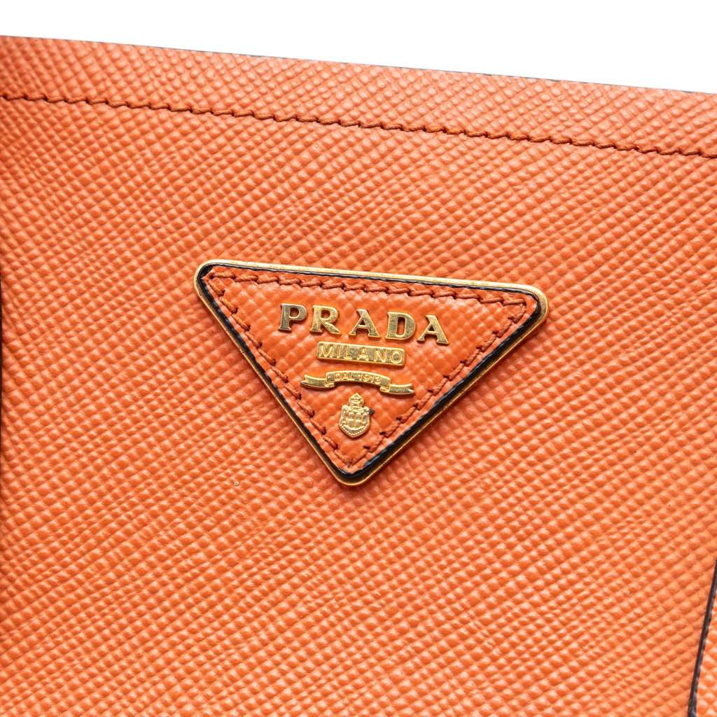 Prada Medium Saffiano Cuir Double Satchel Orange Leather Very good - Box View