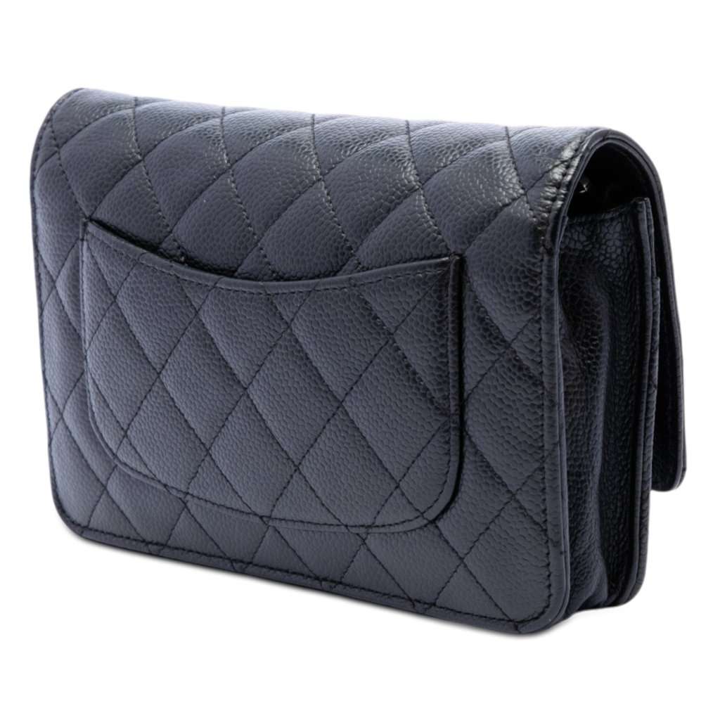Chanel CC Quilted Caviar Wallet on Chain Black Leather Very good condition - Back View