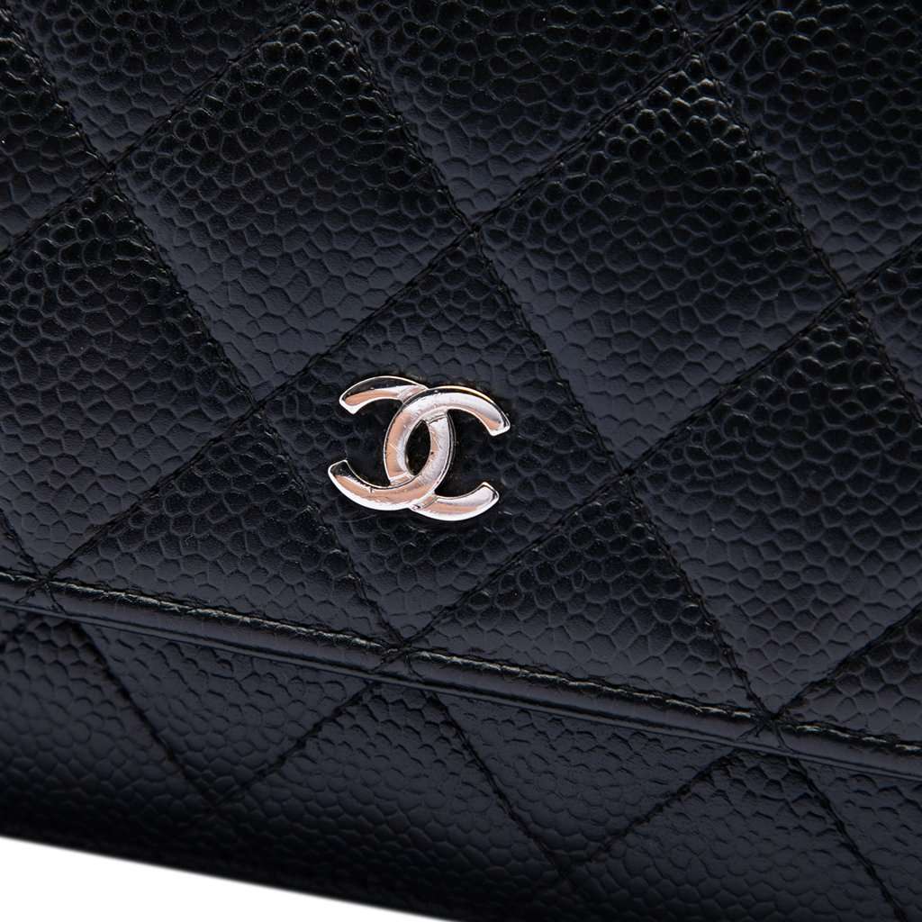 Chanel CC Quilted Caviar Wallet on Chain Black Leather Very good condition - Box View