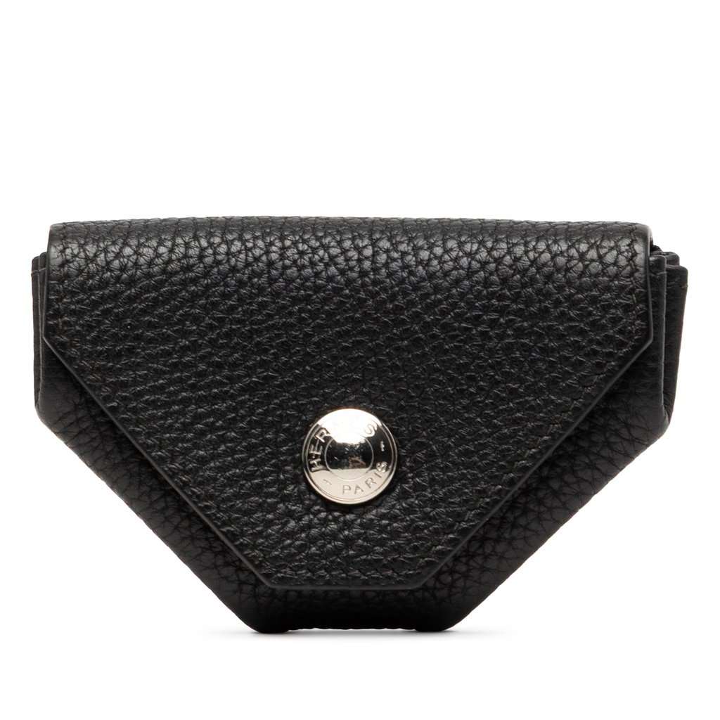 Hermès Chevre Le Vin Quatre Coin Purse Black Leather Very good - Front View