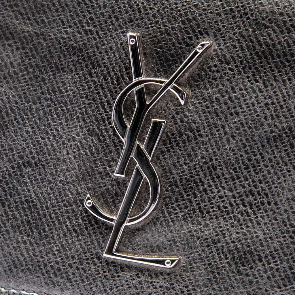 Saint Laurent Medium Metallic Calfskin Monogram Sunset Crossbody Silver Leather Very good condition - Box View
