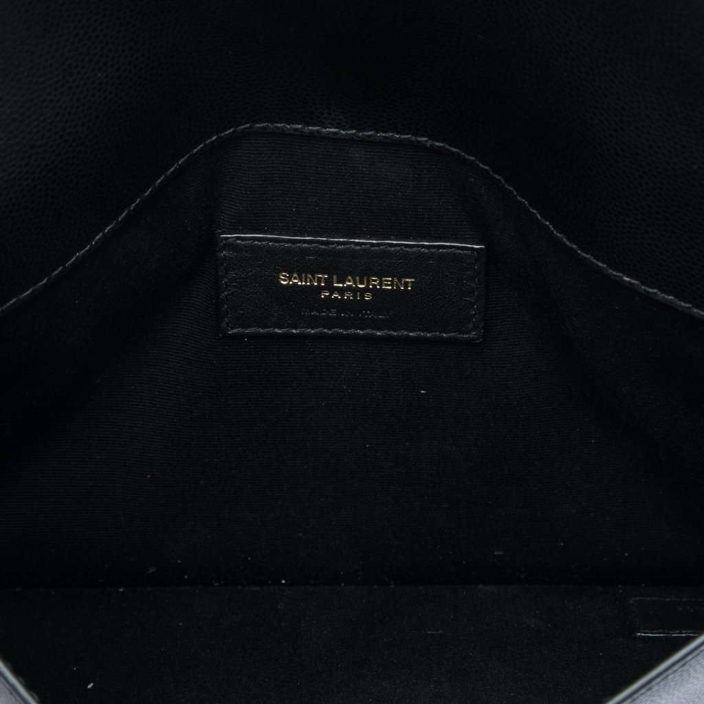 Saint Laurent Grain de Poudre Uptown Pouch Black Leather Very good - Model View
