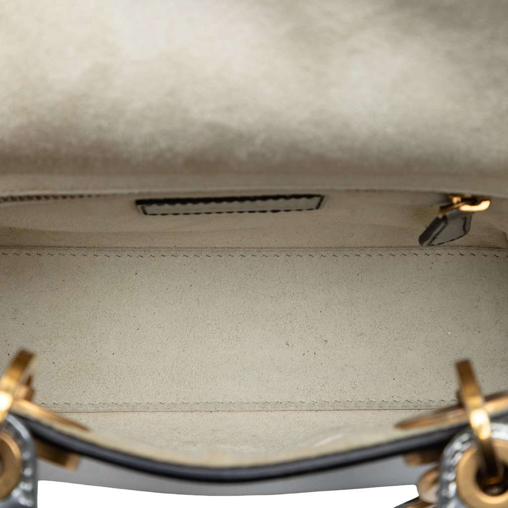 Dior Mini Metallic Patent Lady Dior Silver Leather Very good condition - Model View