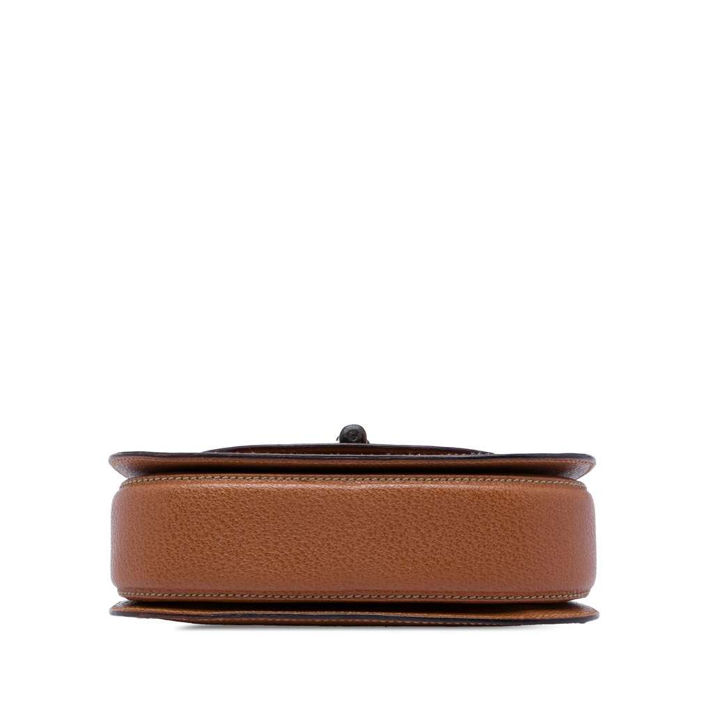 Gucci Small Grained Calfskin Bamboo Night Brown Leather Very good condition - Inside View