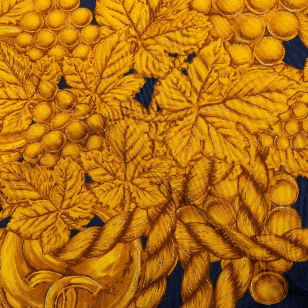 Chanel Golden Rope Tassel Grape Silk Scarf Blue Very good - Box View