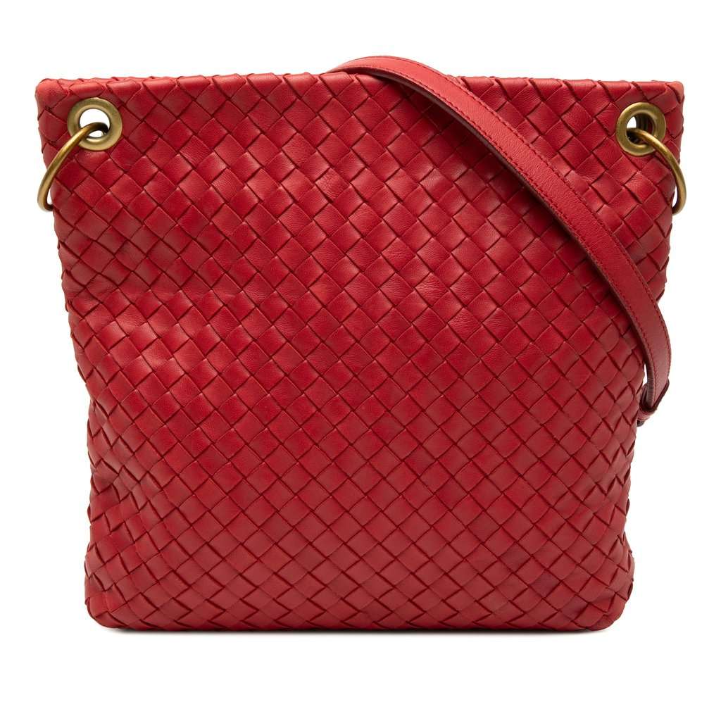 Bottega Veneta Nappa Intrecciato Crossbody Red Leather Very good - Front View