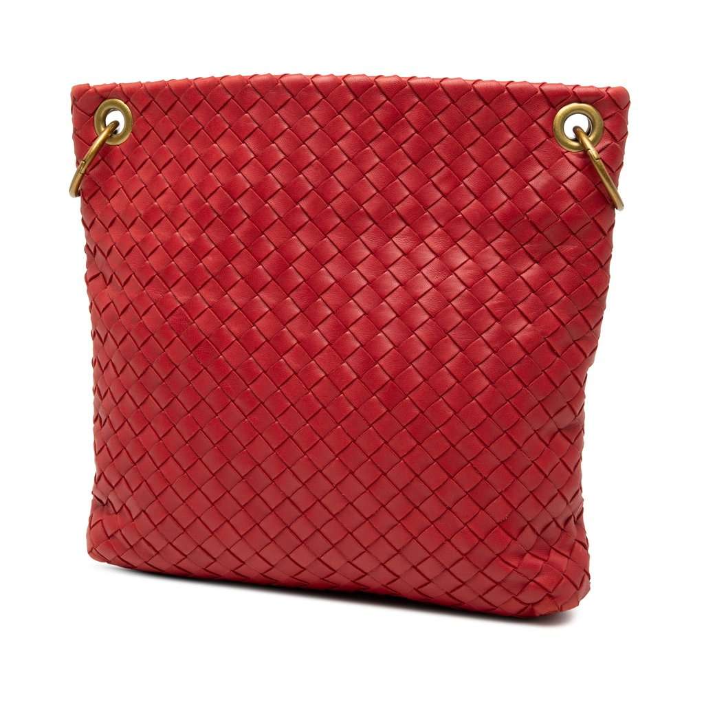 Bottega Veneta Nappa Intrecciato Crossbody Red Leather Very good - Back View