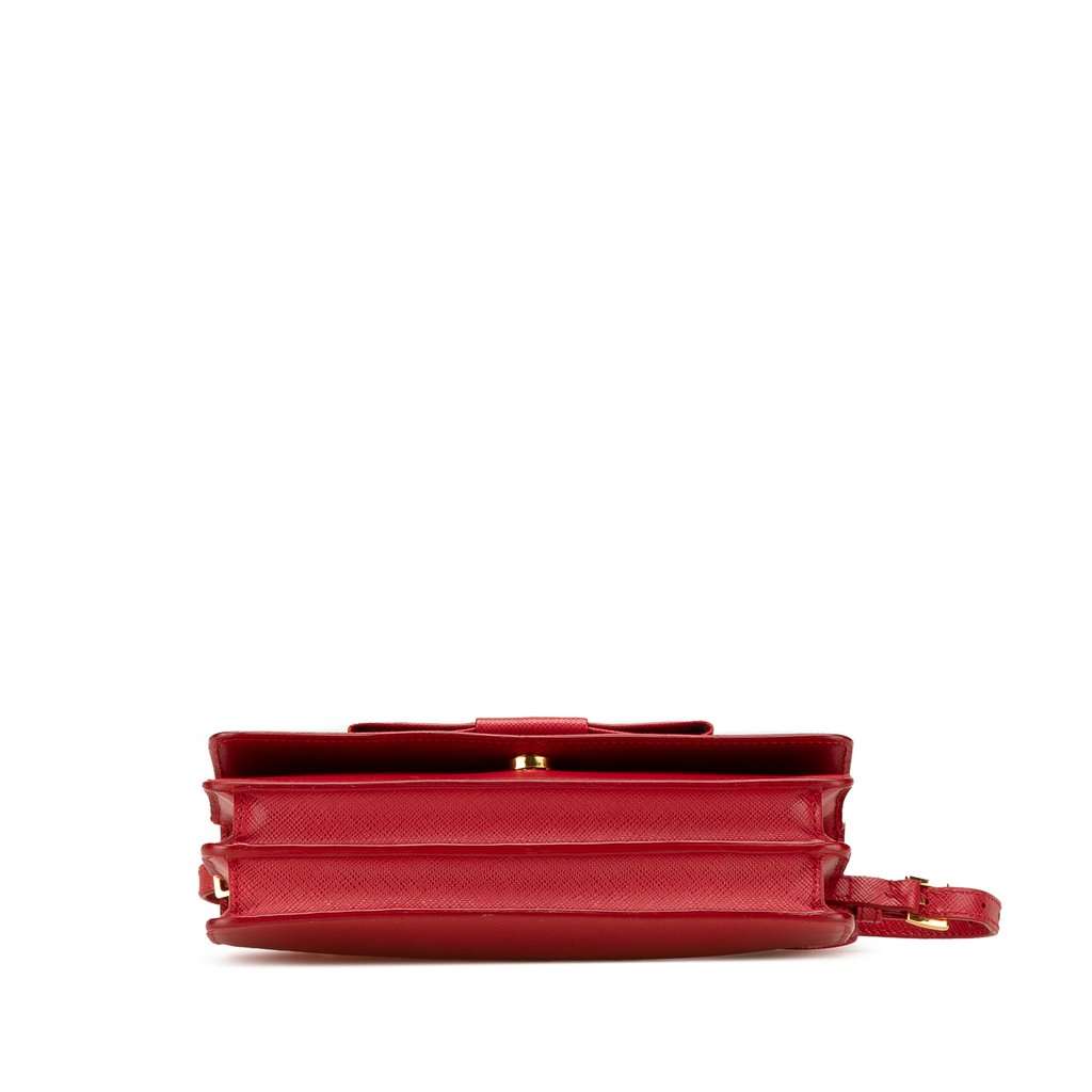 Prada Saffiano Lux Bow Wallet On Strap Red Leather Very good condition - Inside View